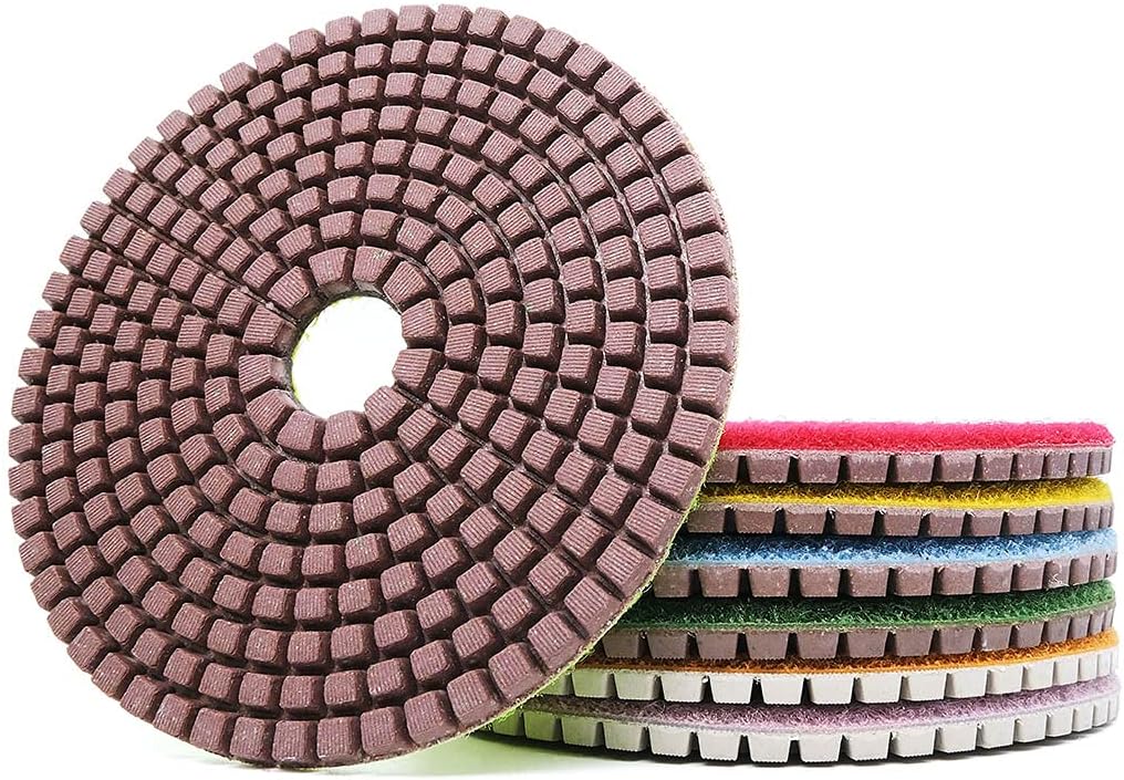 4 Inch Diamond Polishing Pads Copper Bond for Granite Marble Engineering Stone 7-Pcs/Set