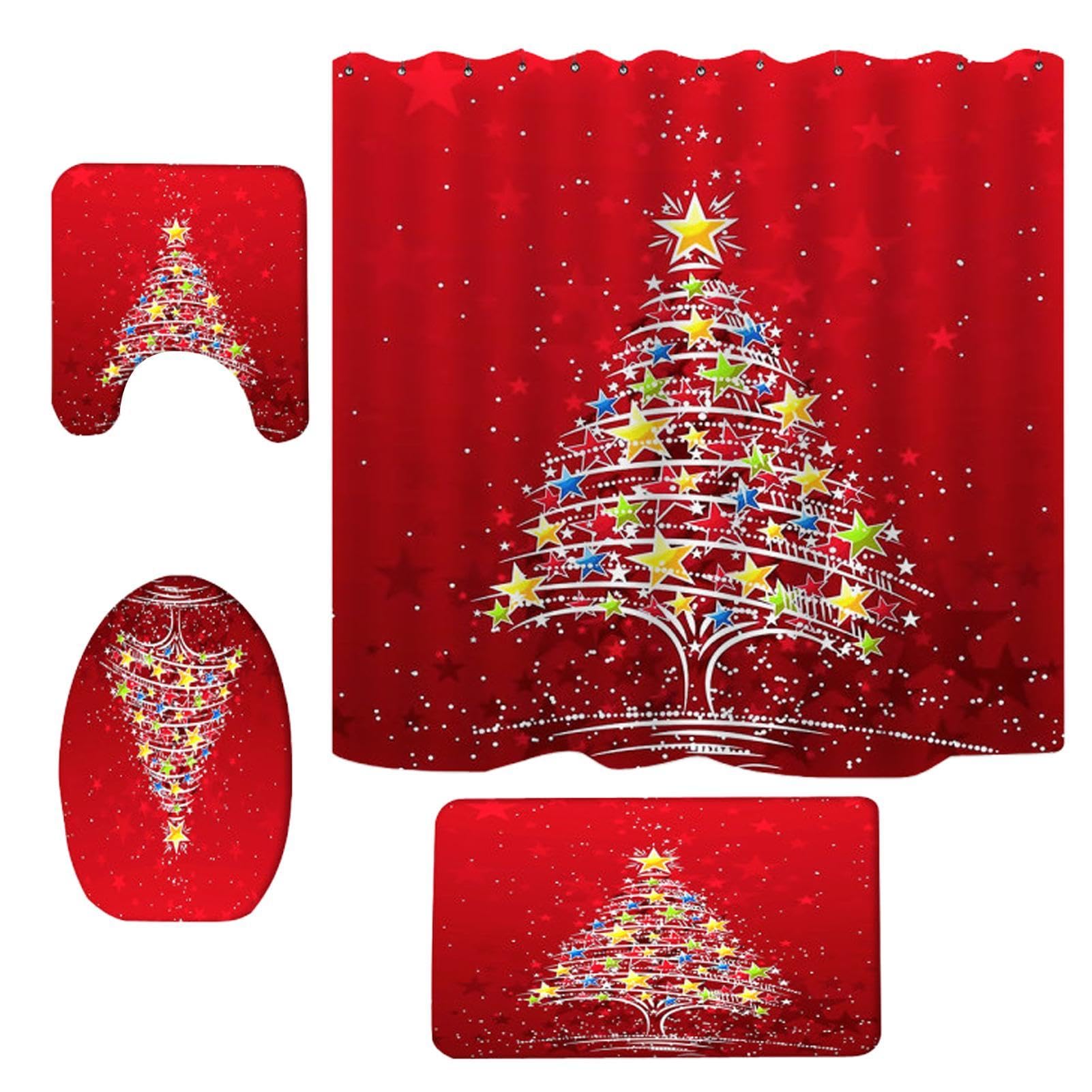 Ensemble housse abattant toilette Noël motif Père Noël décor de fête