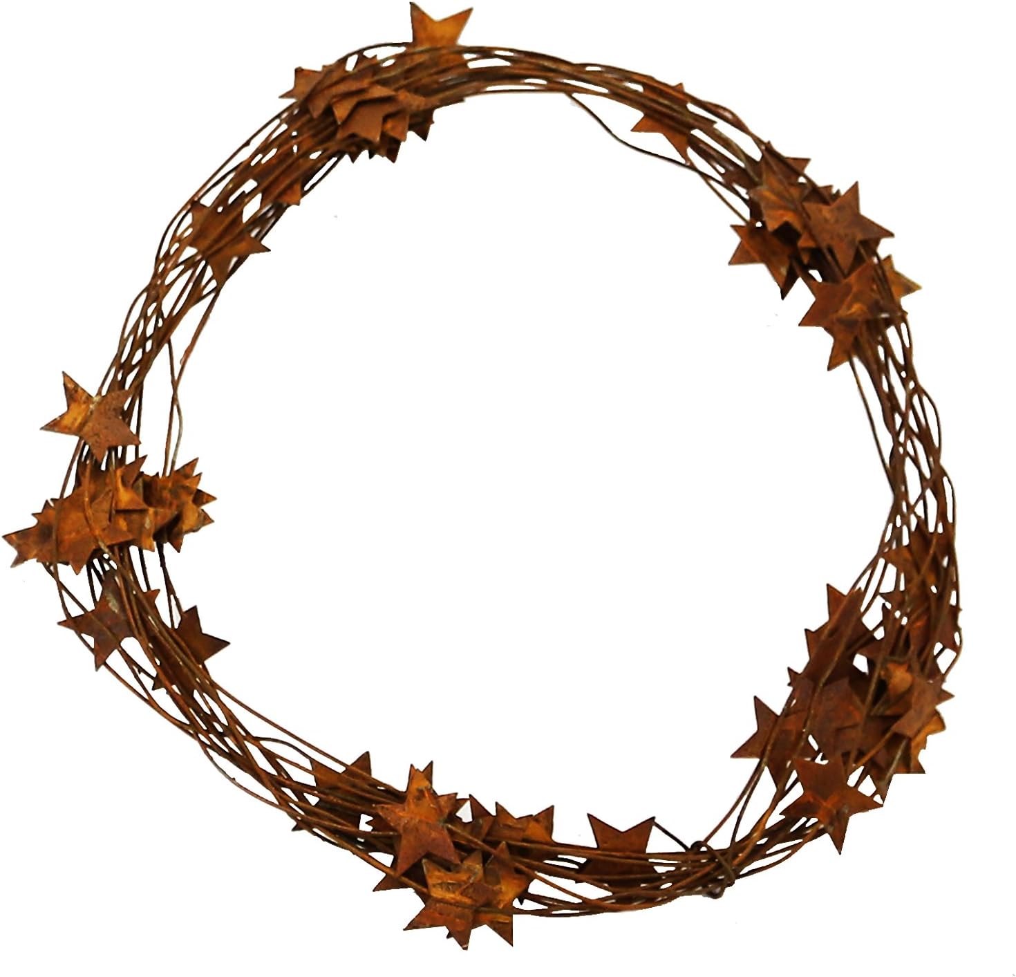 Small Rusty BARN Star Garland - XL Long 24' Metal Rustic Primitive Country Banner Stars Wire Garland Indoor Outdoor Light Christmas Thanksgiving Party Decor. Great on Mantle, Tables, Staircase, Porch