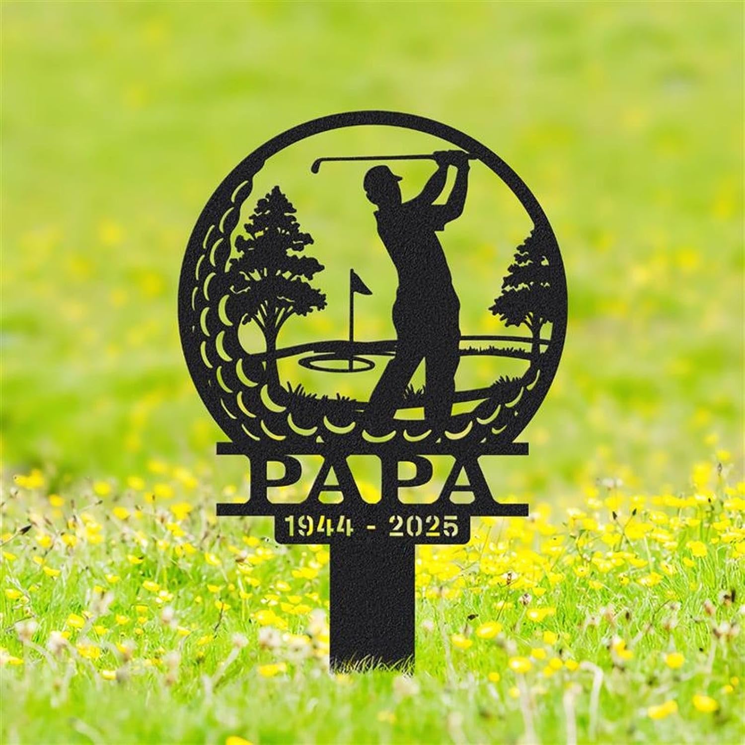 Golf Memorial Garden Stake – Custom Golfer Remembrance Sign, Metal Grave Marker for Yard, In Loving Memory Tribute Outdoor Decoration (Golf Memorial)
