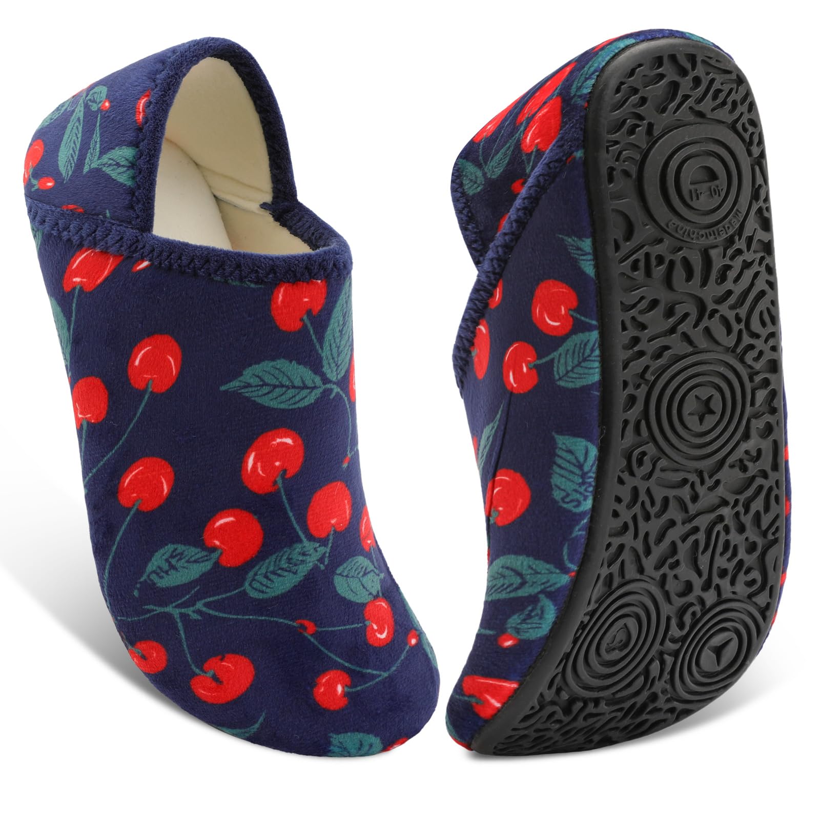 Fires Womens Mens Slippers with Rubber Sole Soft-Lightweight House Slipper Socks Around House Shoes Non Slip Indoor/Outdoor