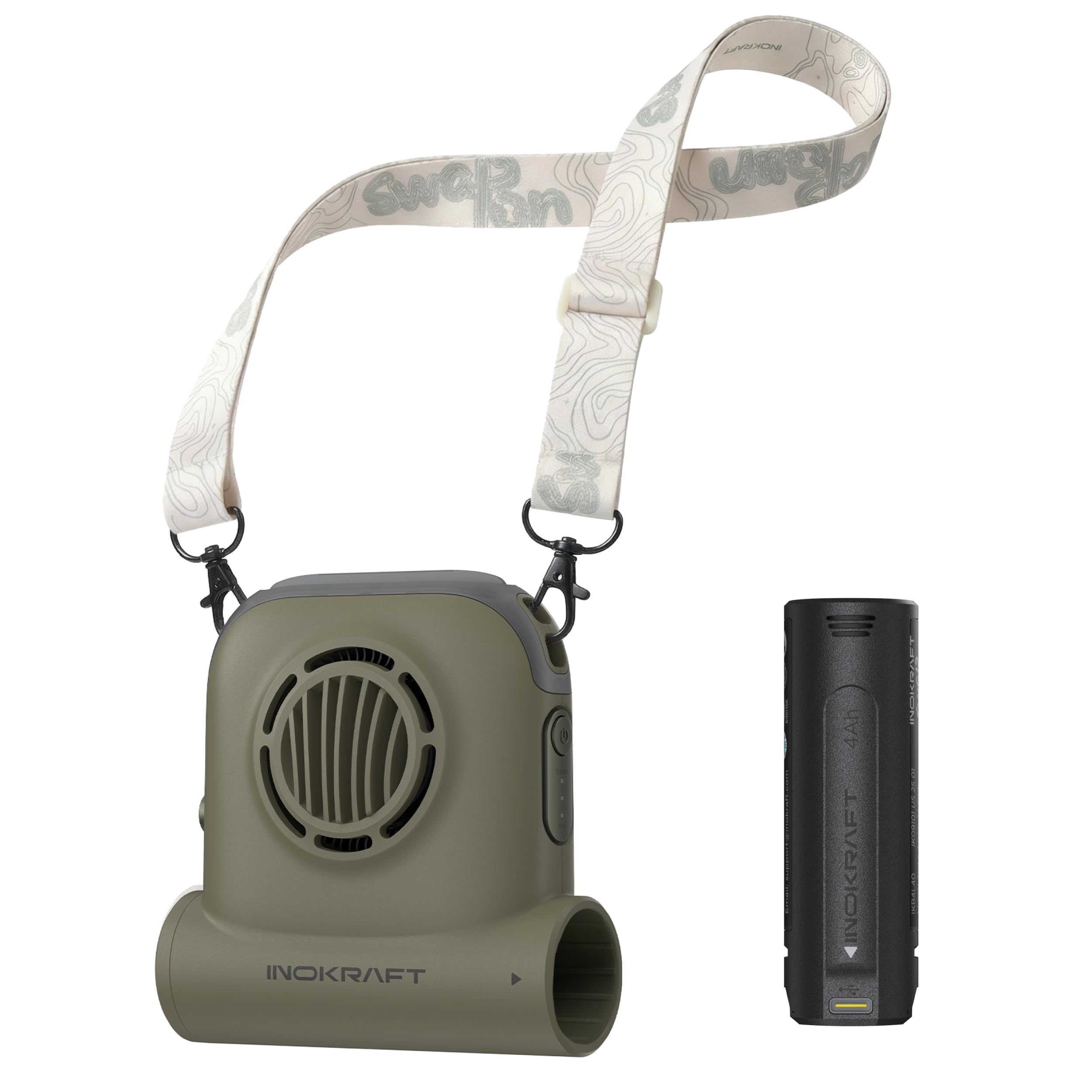 InoKraft Portable Fan Rechargeable for Hiking & Camping, Clip-On Waist Fan with Swappable 4Ah Rechargeable Battery, 49 ft/s Turbo Airflow, Up to 13H+ Runtime