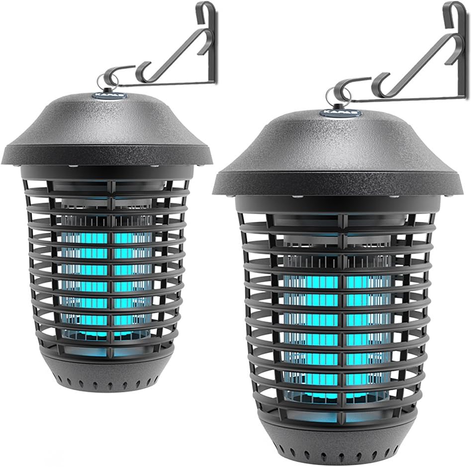 KPS Electric Bug Zappers, New Upgrade with Free Hanger 40W Outdoor Pest Control Lantern for Mosquitoes, Flies, Gnats, Pests & Other Insects, 1 Acre Coverage (2 Pack)