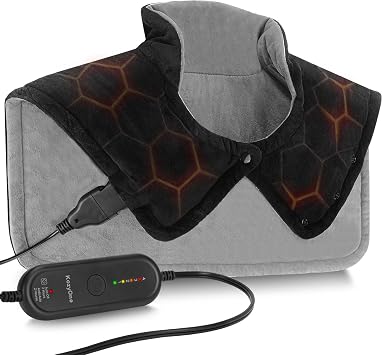 KozyOne Weighted Premium Heating Pad for Neck, Shoulders & Back, Far Infrared & Negative Ion Therapy for Pain Relief, 4 Heat Settings, Auto Shut-Off, Machine Washable 22" x 20.5"