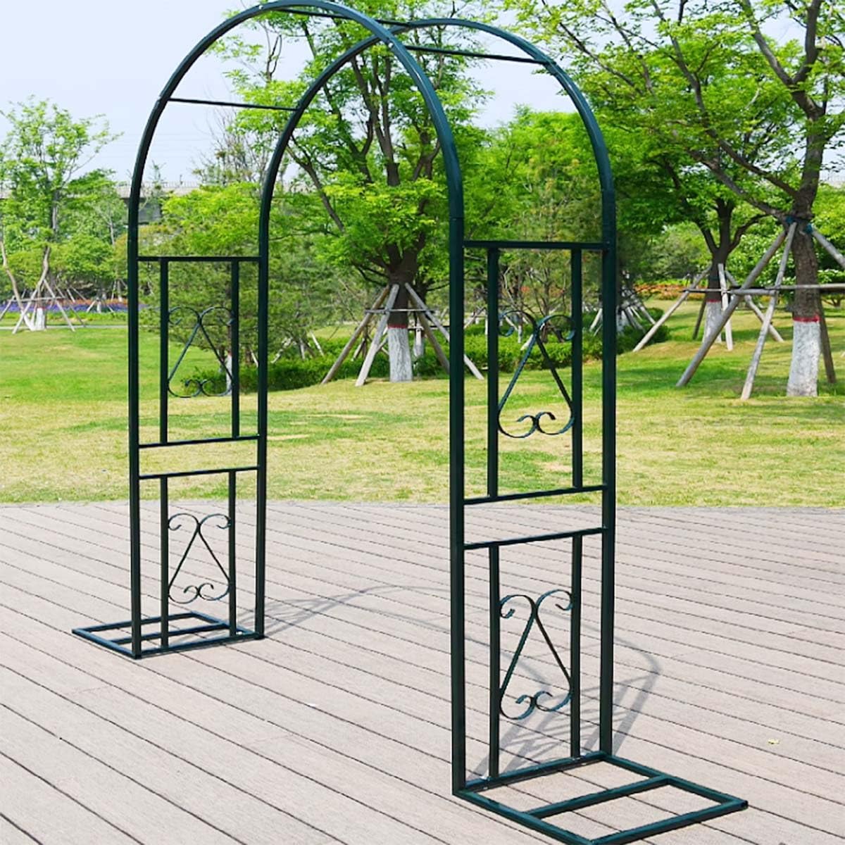 Arco per rose da giardino in metallo, per piante rampicanti, grande, 140 cm, 340 cm, pergolato con tubo quadrato da 20 mm, nero/verde/marrone (verde L 180 x A 230 cm)