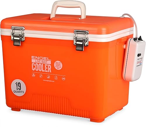 Miniatura 34 de ENGEL Caja seca aislada portátil para pesca con cebo vivo, enfriador hermético duro con bomba de aireador de velocidad de agua y red de tracción