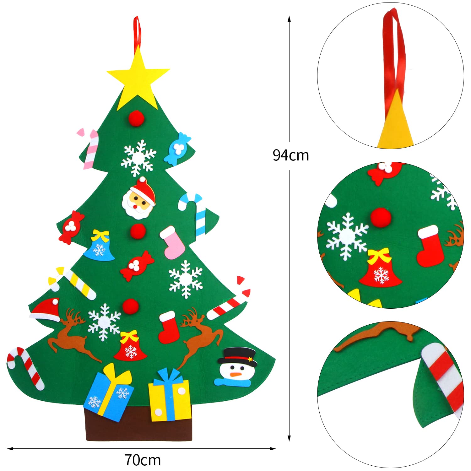 Amazon.co.jp: DERAYEE クリスマス ツリー フェルト 壁掛け DIY 27点