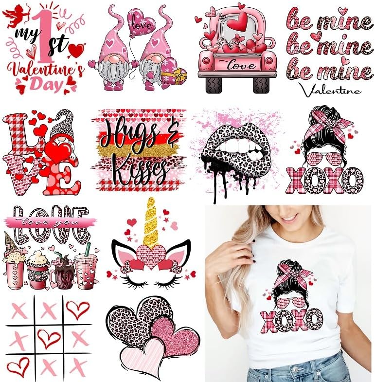 Miniatura 8 de Calcomanías termoadhesivas para el día de San Valentín para ropa, calcomanías de transferencia de calor, parches para planchar para bricolaje, ropa,