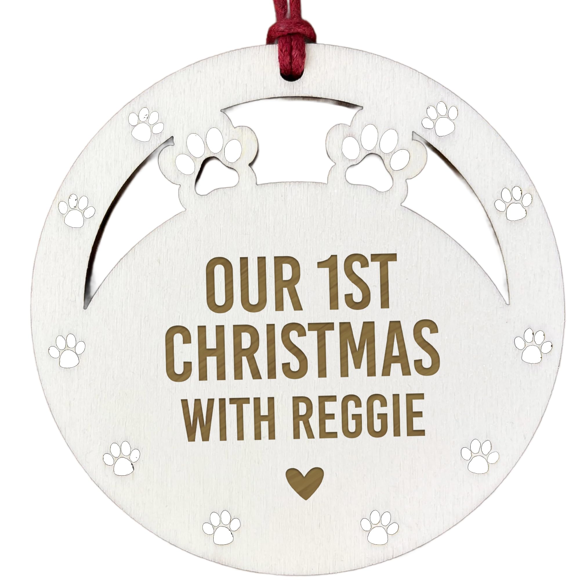 Red Ocean Personalised Dog Cat 1st Christmas Tree Decoration Engraved Bauble Pet Gift Keepsake