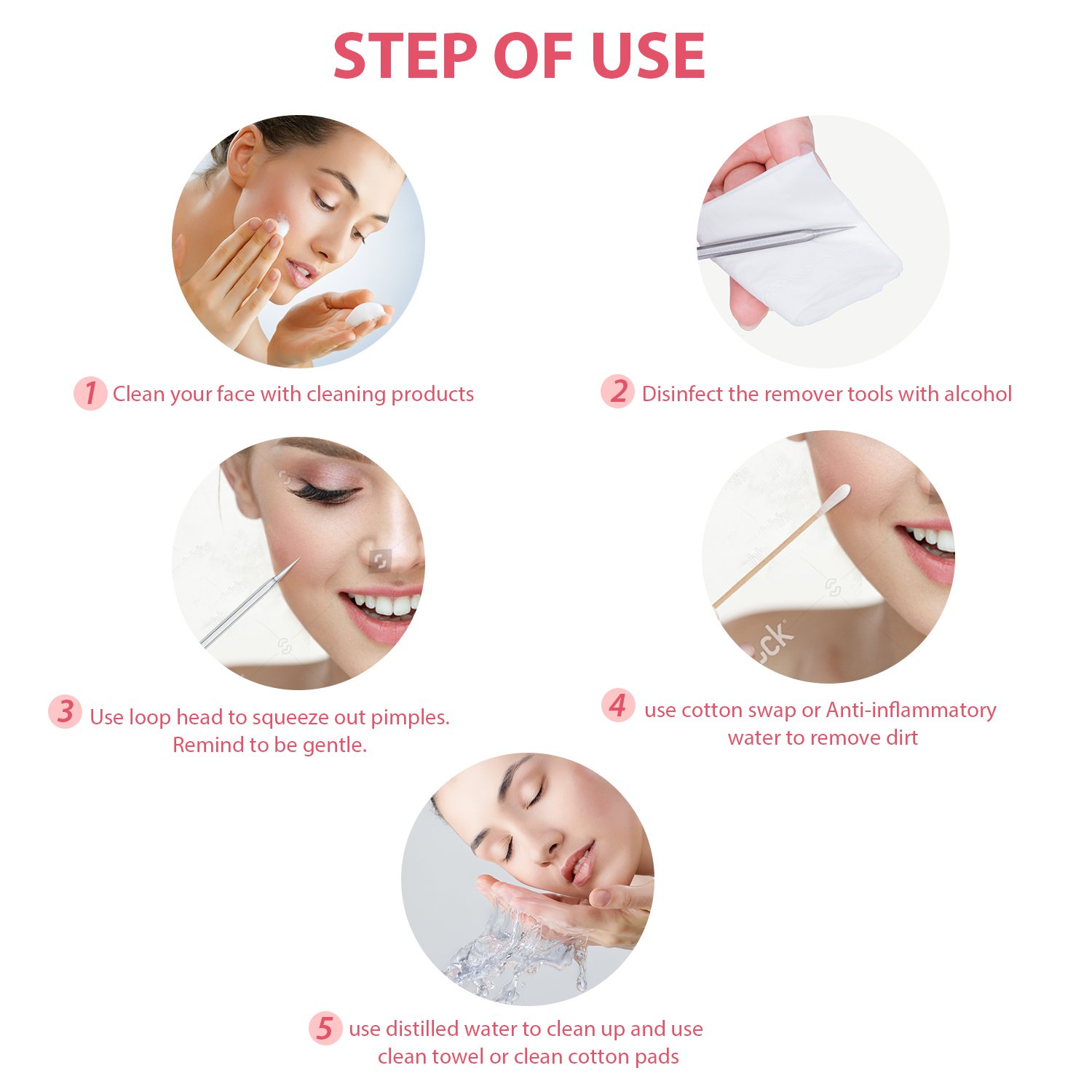 Nеw Prоduсt JPNK 6 PCS Blackhead Remover Comedones Extractor Acne Removal Kit for Blemish, Whitehead Popping, Zit Removing for Nose Face Tools with a Leather bag(Silver)