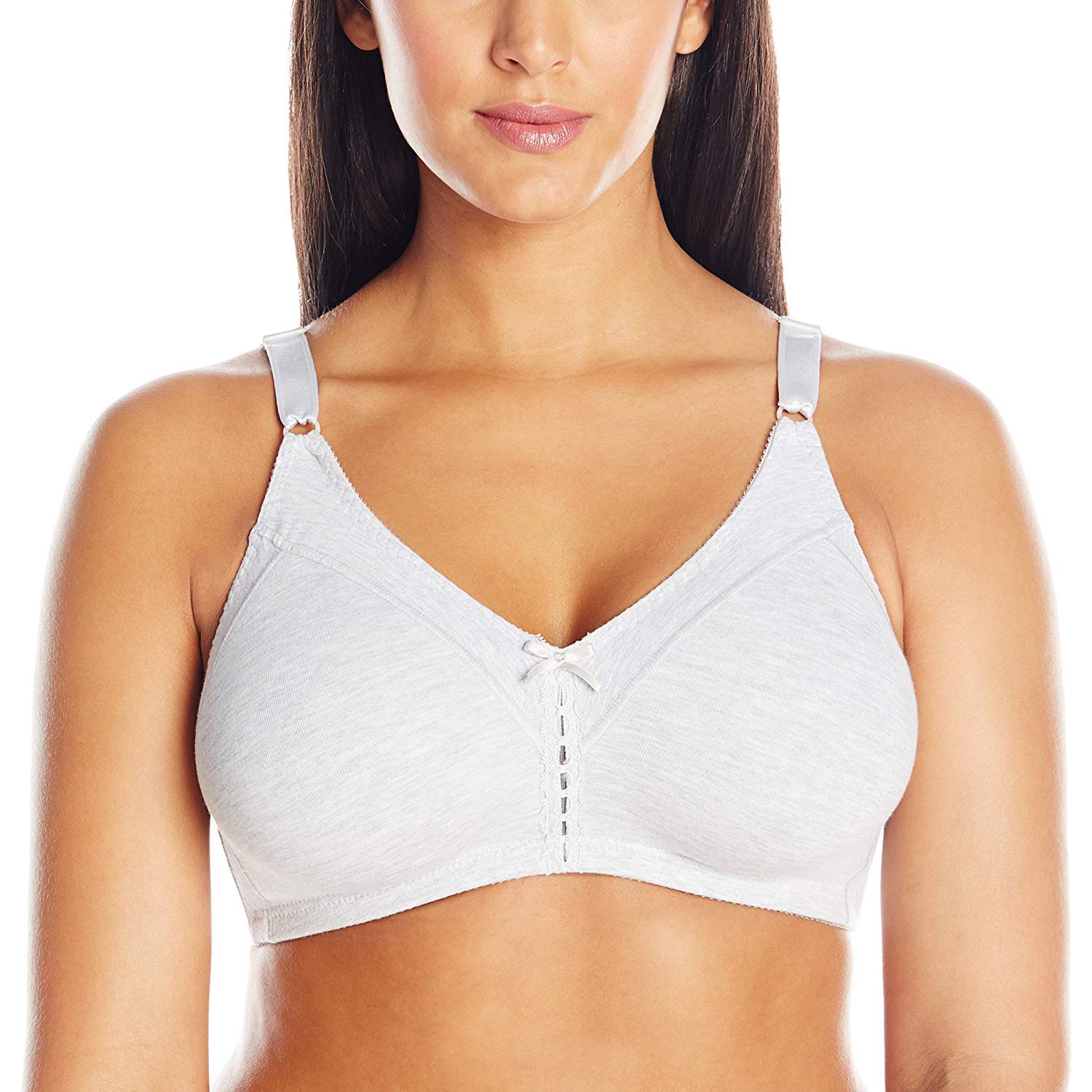 Women's Double Support Cotton Stretch Wire-Free Bra, Heather Grey, 40B
