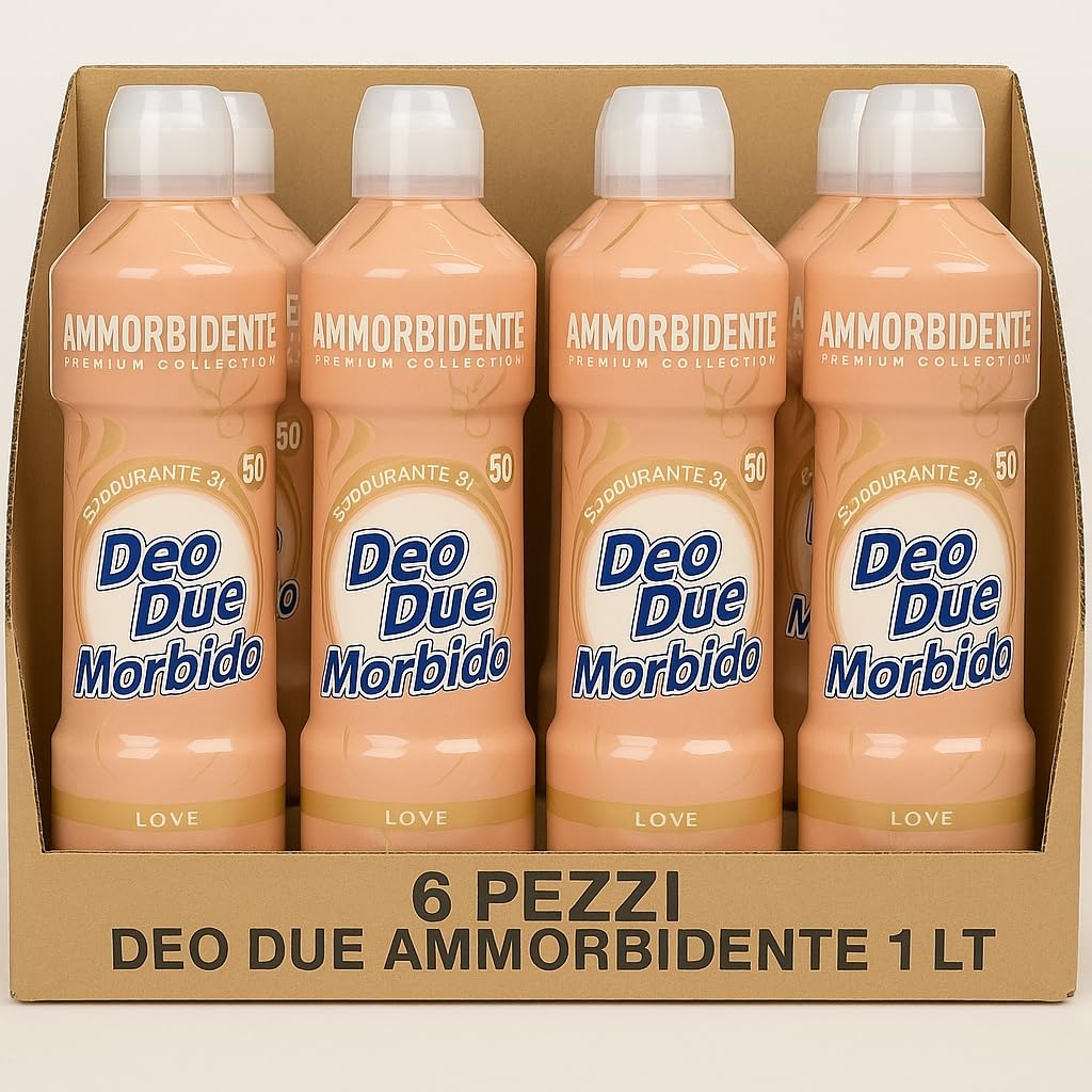 Ammorbidente Concentrato Deo Due Morbido 1L – Profumazioni Dream, Love, Nature e Sky – 3 o 6 Pezzi – 50 Lavaggi x Flacone (6x Ammorbidente Deo Due Morbido Love 1L – Profumazione Intensa, 50 Lavaggi)