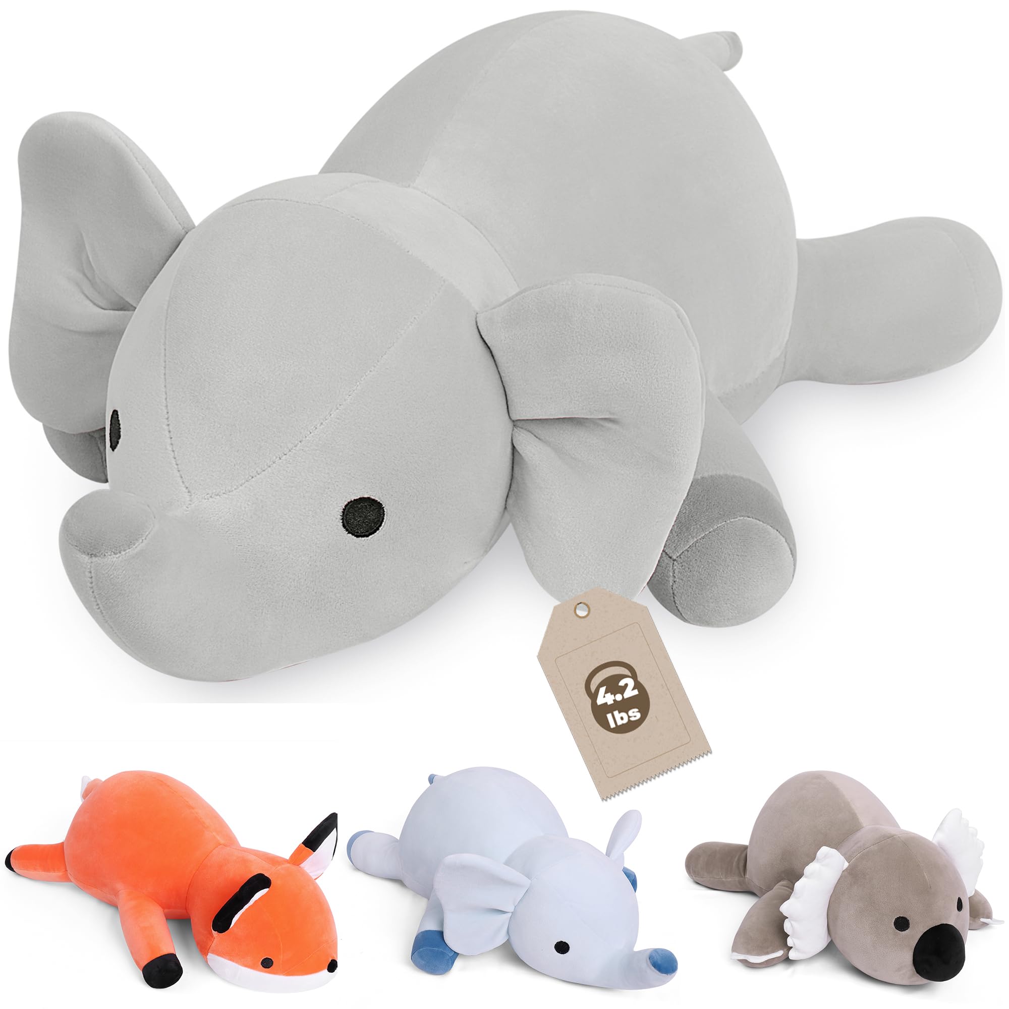 4.2lbs 24in Elephant Weighted Stuffed Animals Weighted Grey Elephant Plush