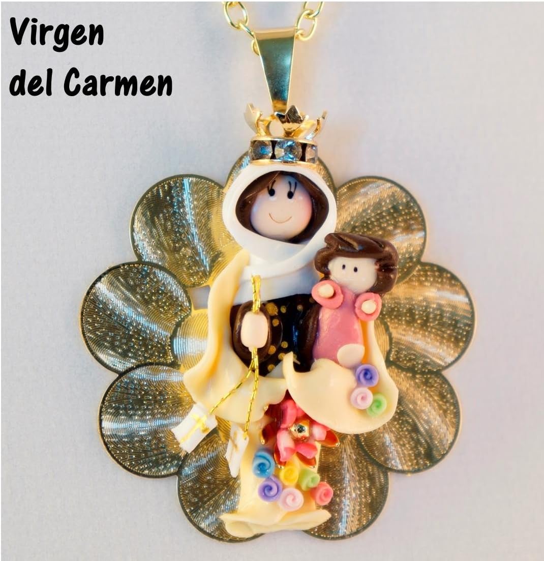 Religious Saint Medallions. Virgin Del Carmen Miraculous Medal Charm Pendant. Dije Virgen Nuestra Senora Del Carmen.