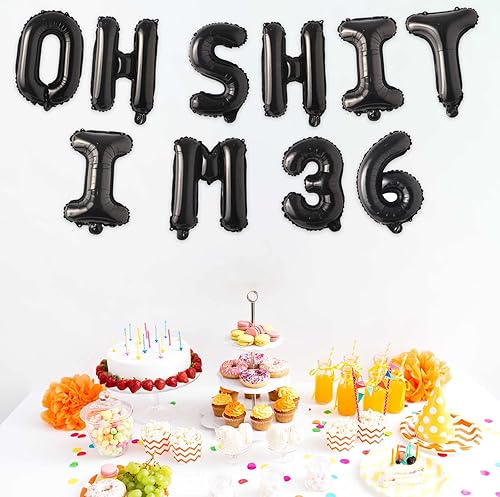 Miniatura 5 de Globos de látex de 16 pulgadas con texto en inglés Oh I'm 36!, Hallo Twenty Five Cheers to 36 años, decoración temática para hombre y mujer, fiesta