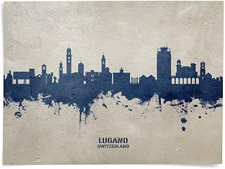Lugano Switzerland Skyline art print poster, unframed -18562