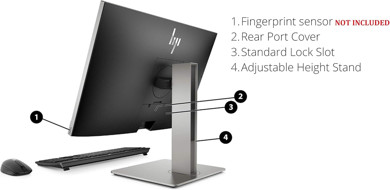 Belakang view of HP EliteOne 800 G5 with all labeled ports