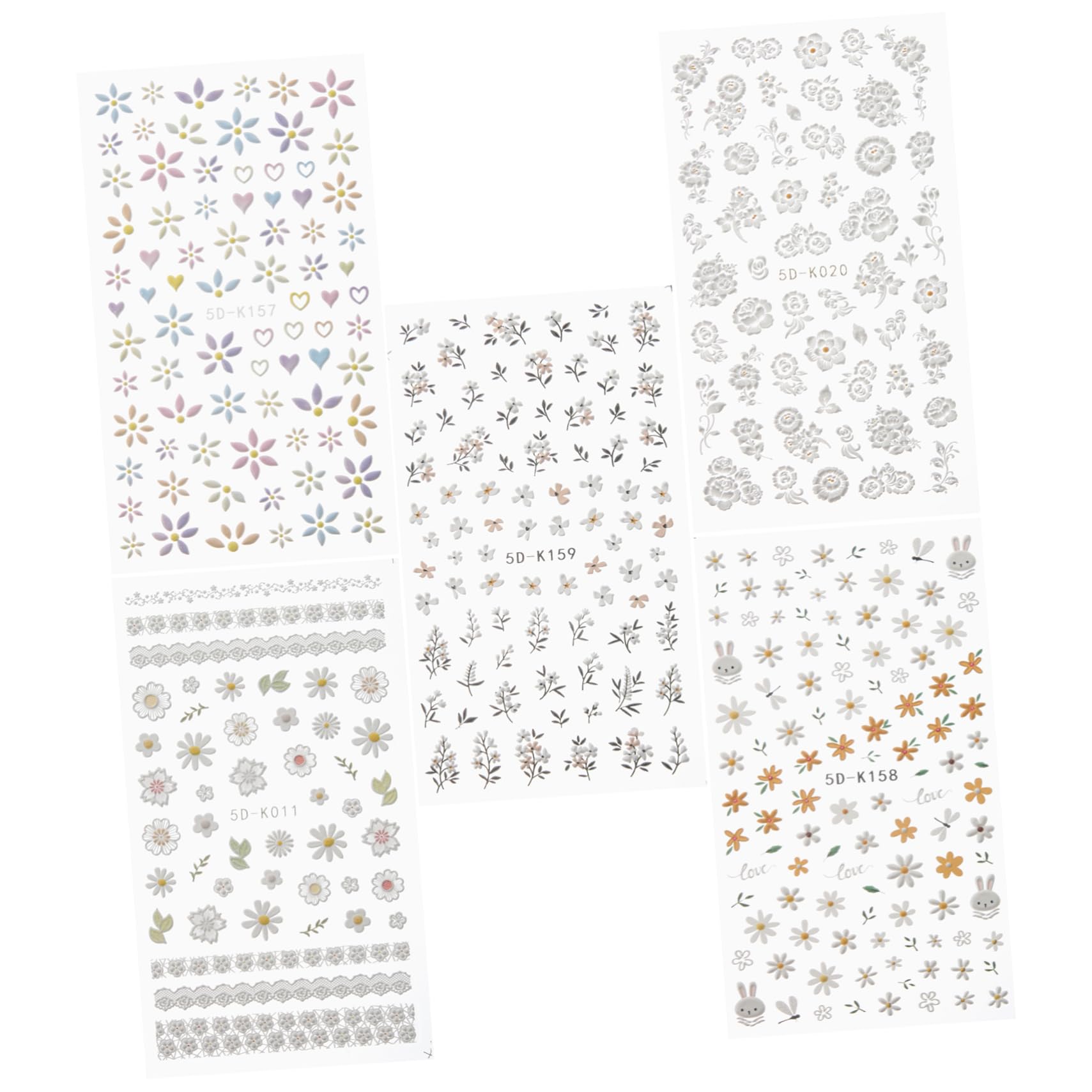 Beavorty 15 Fogli Decalcomanie Decorative Per Unghie Decalcomania Per Unghie Adesivi Per Unghie Per La Decorazione Delle Unghie Carta 5 d Forniture Per Unghie Adesivo