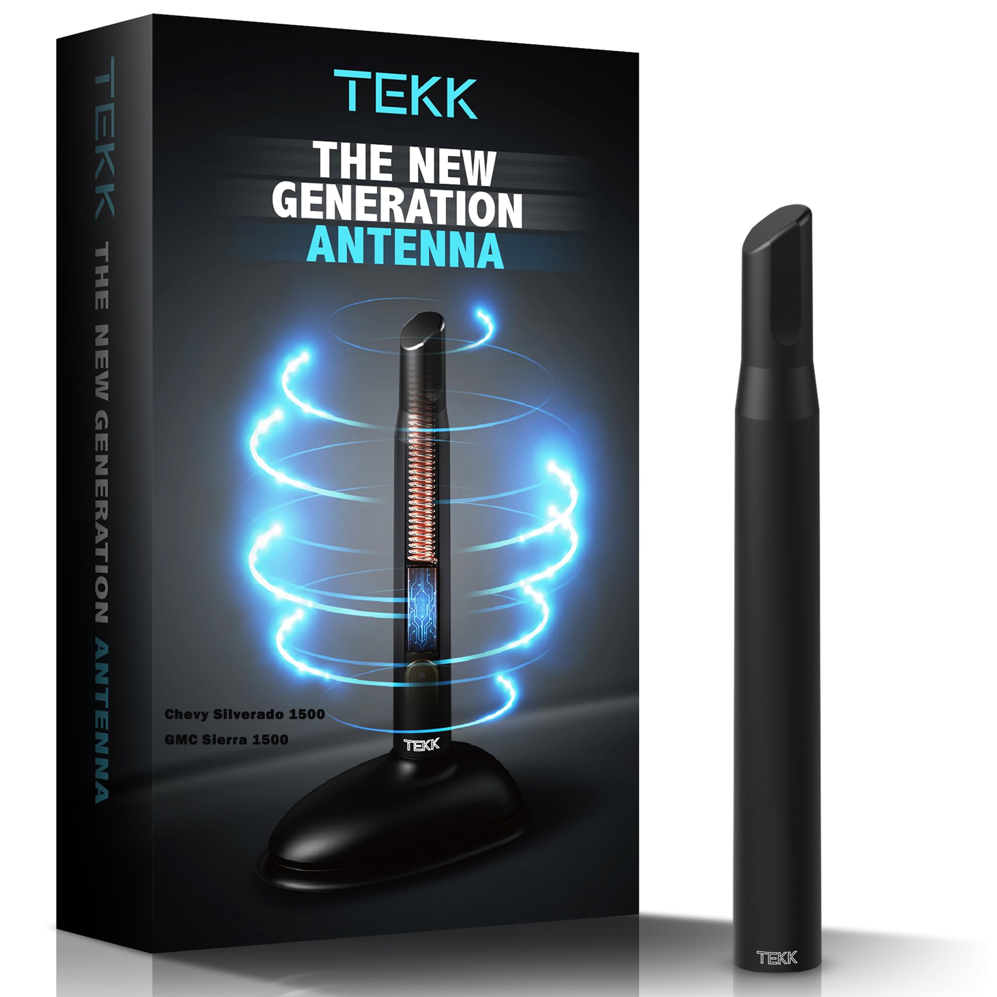 Tekk Short Antenna Compatible with 2006-2026 Chevy Silverado 1500 / GMC Sierra 1500 / Designed for Optimized FM/AM Reception / 4.8 Inches