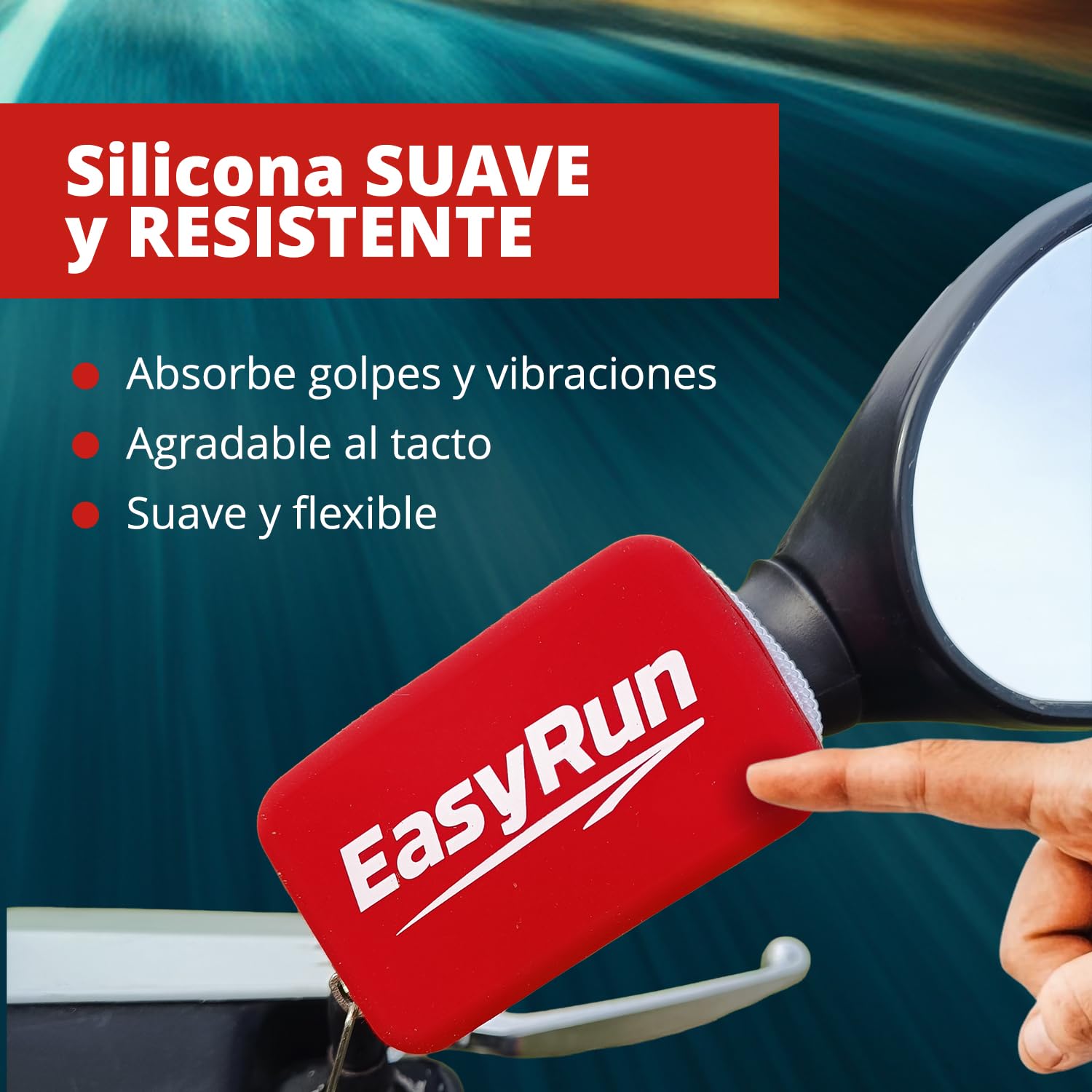 Soporte Moto de Silicona Compatible con Via-T, Bip&Drive, Pagatelia y Fulli – Funda Telepeaje Moto Splash Resistant con Correas Ajustables – Porta Peaje Moto (Rojo)