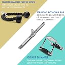 Fitrxx Combo Tricep Rope/Tricep Pull Down Rope and V Bar Cable Attachment – Cable Bar for Strength Training (H. Double D Handle + TricepRope + Vshaped bar) gallery image