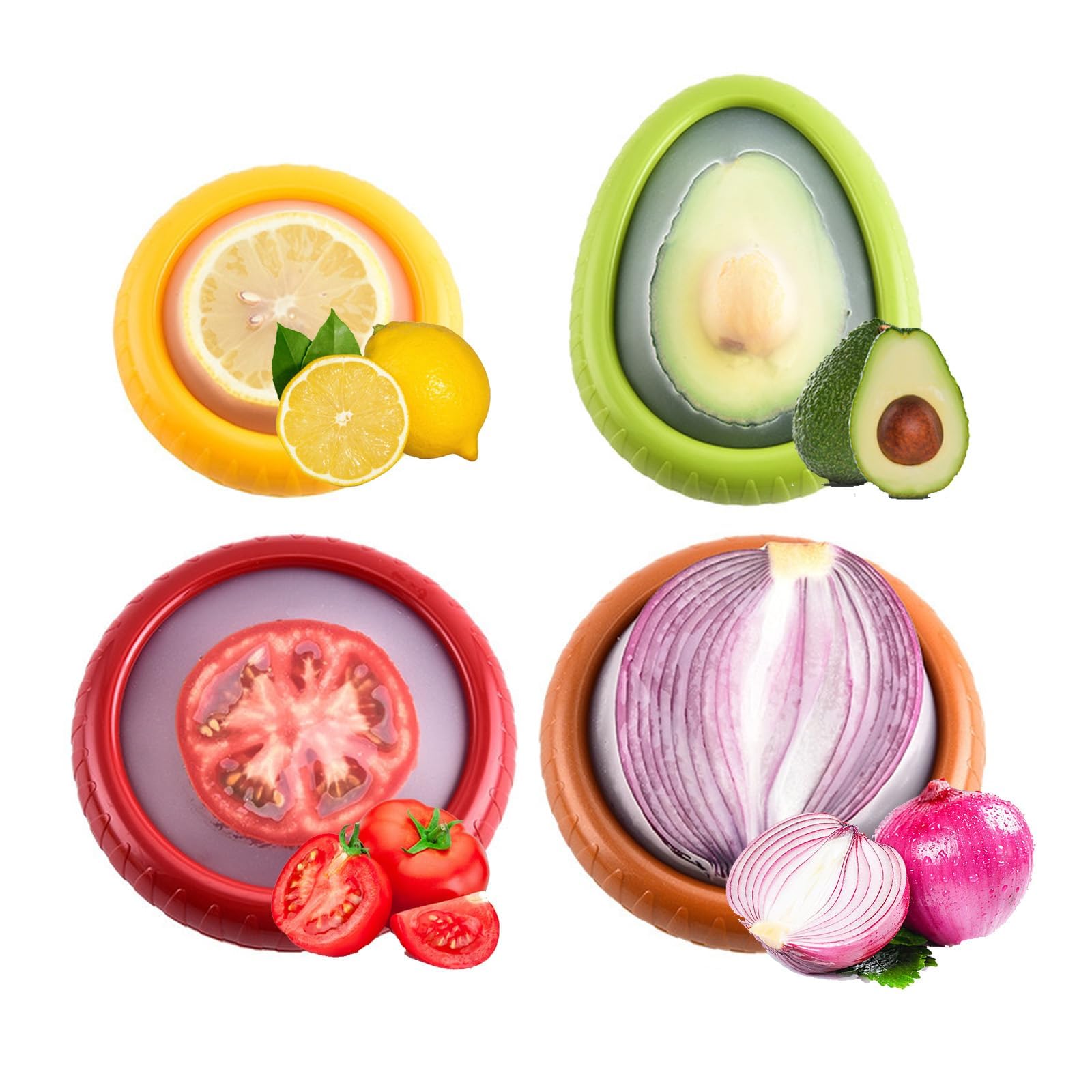 kourrter KOURRTERAvocado Saver and Onion Storage Set, 4 Pcs Silicone Fruit Vegetable Anti-oxidation Box,Reusable Fridge Fresh Pod Food Storage,Perfect Lemons Tomato Garlic Containers-picture-17