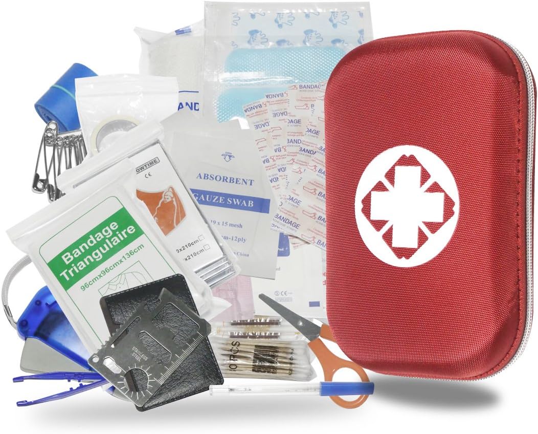120 PCS First Aid Kit, survival Kit Emergency Kit earthquake survival kit Trauma Bag Waterproof Portable Essential Injuries & Red Cross Medical Emergency Equipment Kits for Car Home Work Office