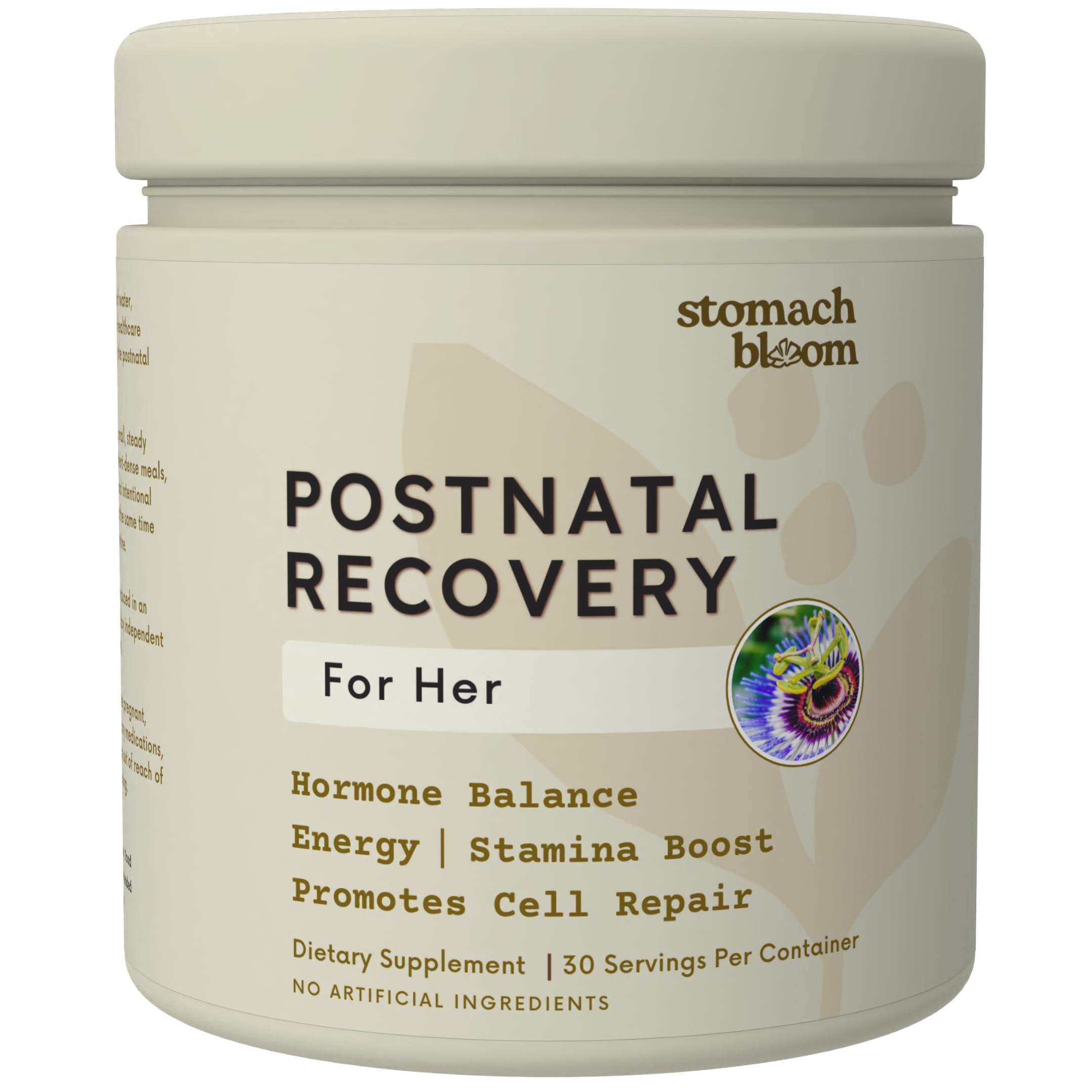 Stomach Bloom suplemento pós-natal com ashwagandha, Boswellia, cúrcuma, passiflora e gengibre, 60 cápsulas
