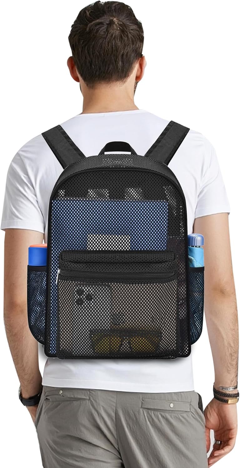USPECLARE Heavy Mesh Backpack with Rain Cover,See Through Mesh Backpack for School,Beach,Gym,Swimming Equipment,Outdoor Sports - Image 5