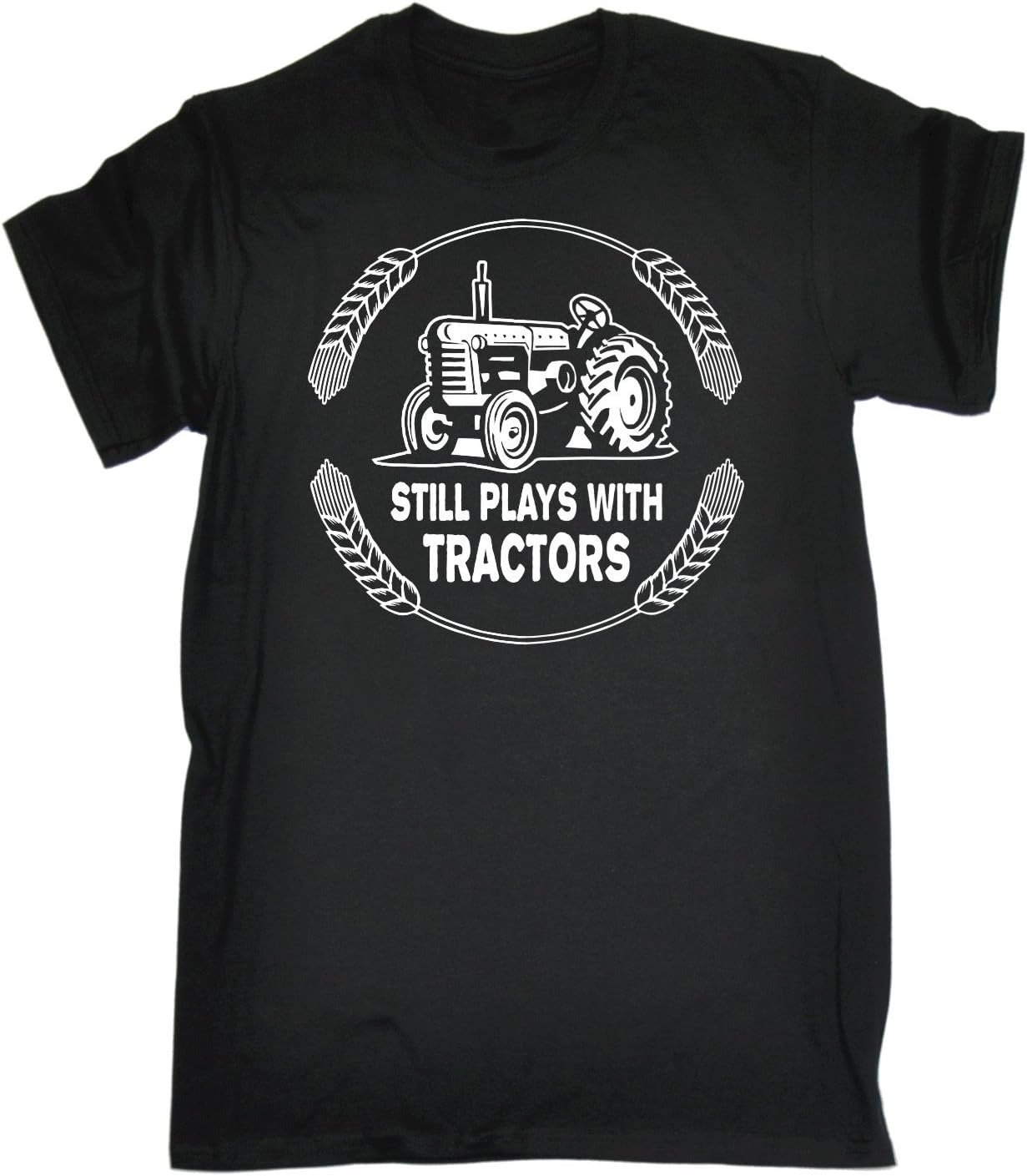 123tMen's Still Plays With Tractors (XXL - Black) Men's T-Shirt