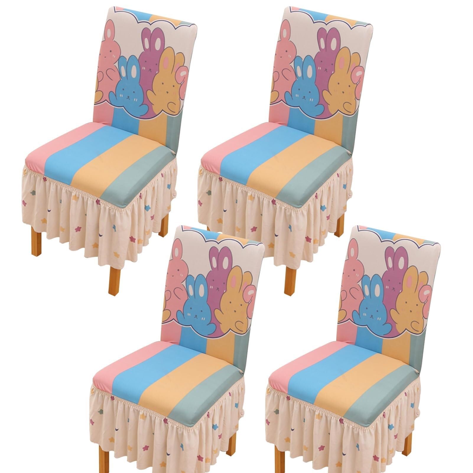 NMVAWIPT Dining Chair Covers With Skirt, Stretch Milk Silk Slipcovers, Full Protection, Fits Most Dining/Kitchen Chairs(2,4Pcs)