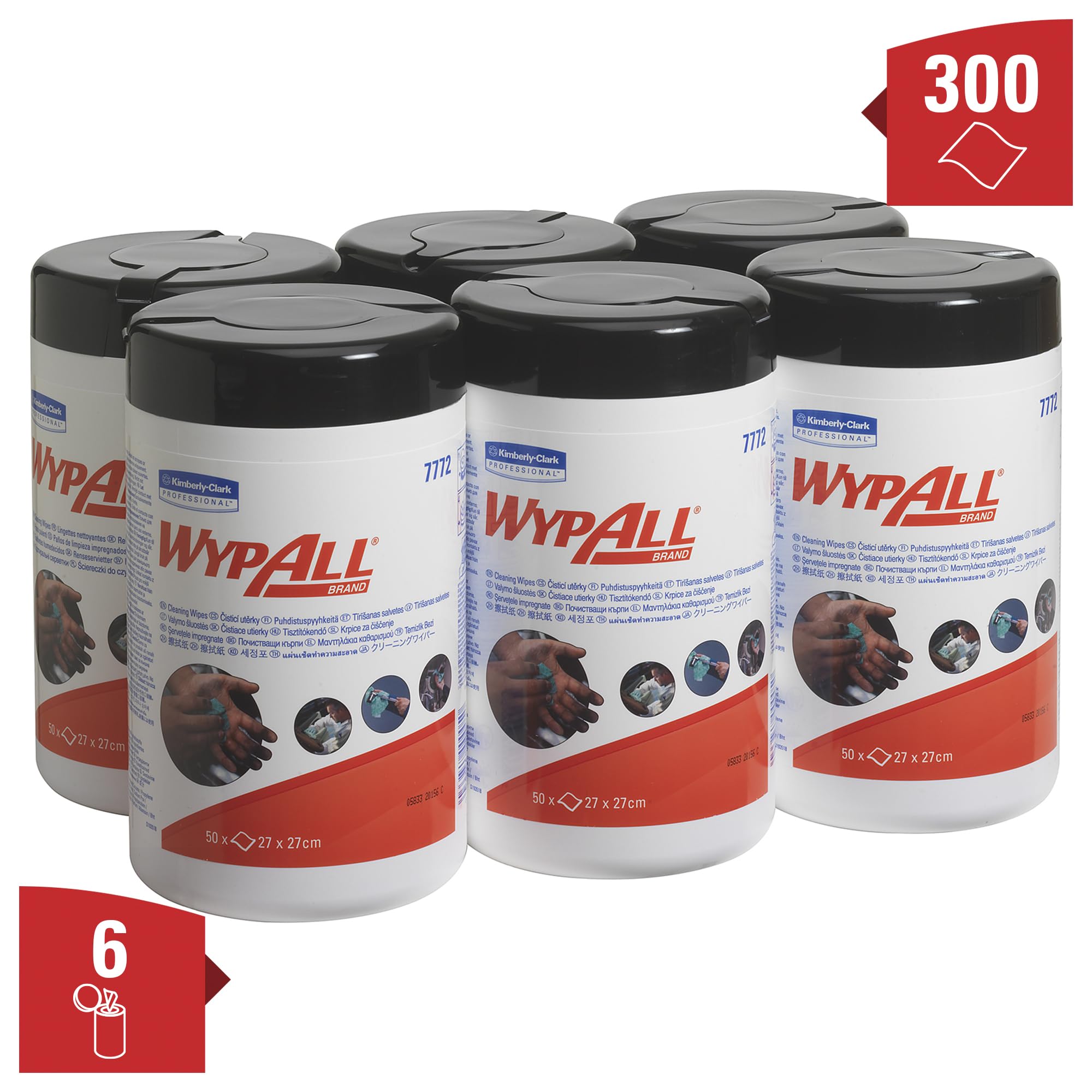 WypAll 7772 panni per la pulizia industriale 1 strato pre-impregnati 6x50 salviette (300)