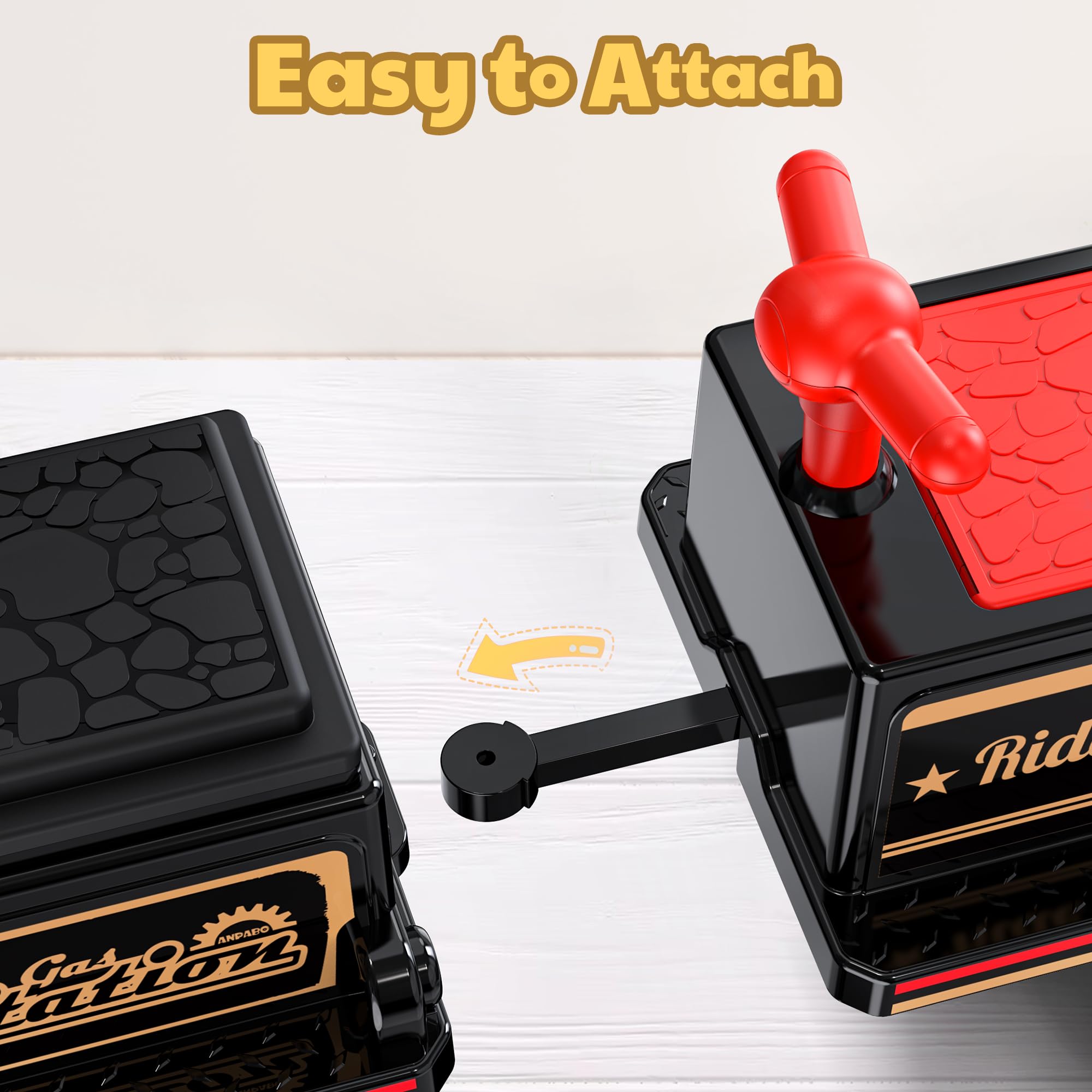 Train Carriage for ANPABO 12V Ride on Train, with Storage Space, Smooth Handle & Vintage Decals Design, Red