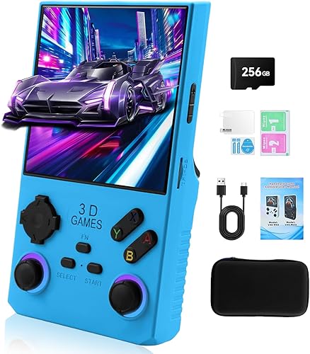 GWALSNTH V40 MAX - Consola de juegos portátil retro, 40000 juegos precargados tarjeta TF de 256 G, 49+ emuladores integrados, pantalla IPS 4K HD de