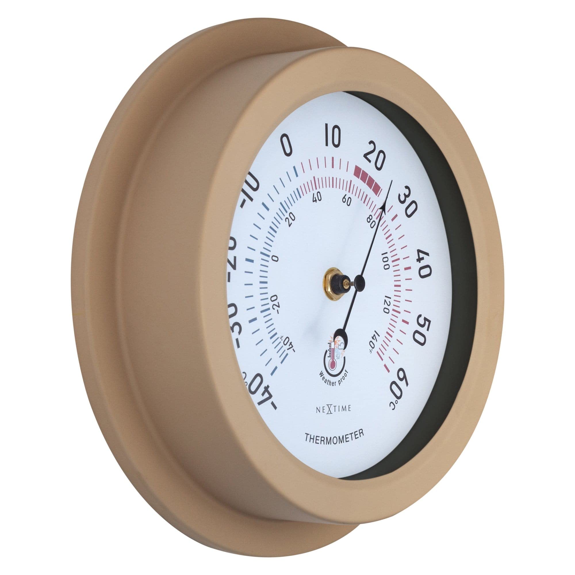 NeXtime Thermomètre extérieur - Ø22CM - Métal - Marron Lily