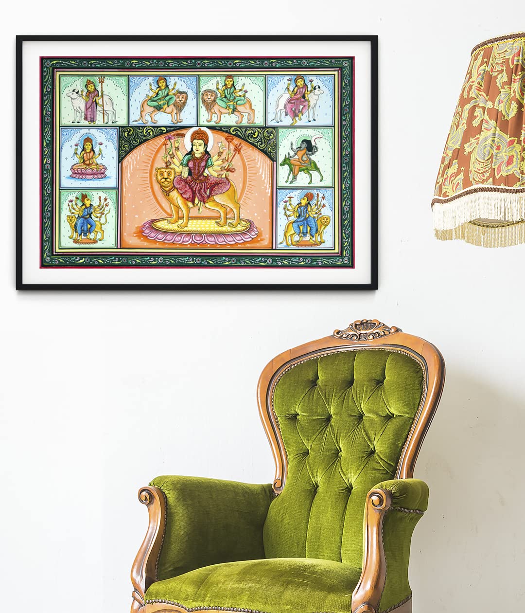 Bimba The Incarnations of Durga Pattachitra Art Painting For Home Wall Decor On Canvas (Small (14 * 18))