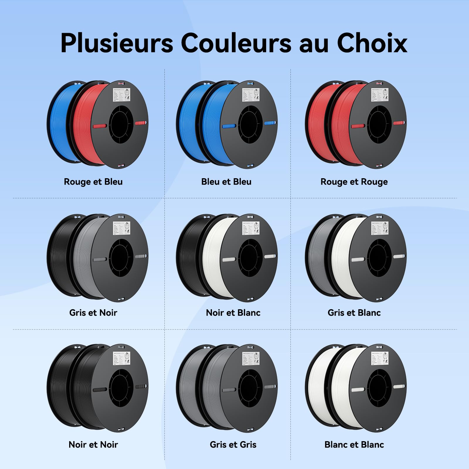 Creality Ender-PLA Filament Value Pack (Blanc+Noir), 2KG Bobine Filament PLA 1.75mm Résistant pour Imprimante 3D, Neatly Wound Impression Fluide, Non Colmatage et Déformation