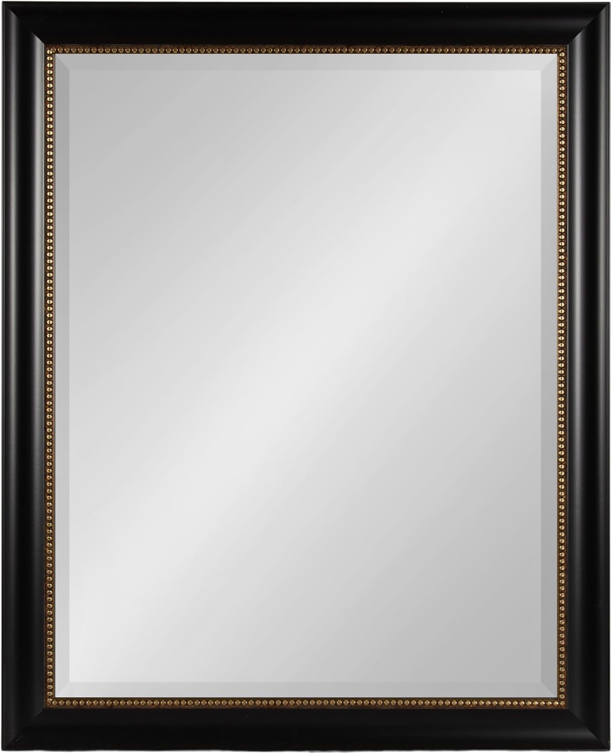 Kate and Laurel Parodi Traditional Framed Beaded Rectangle Bathroom Vanity Mirror, 26 x 32, Black, Rectangular Beveled Bathroom Mirror for Over Sink or for Use as Entryway or Living Room Decor