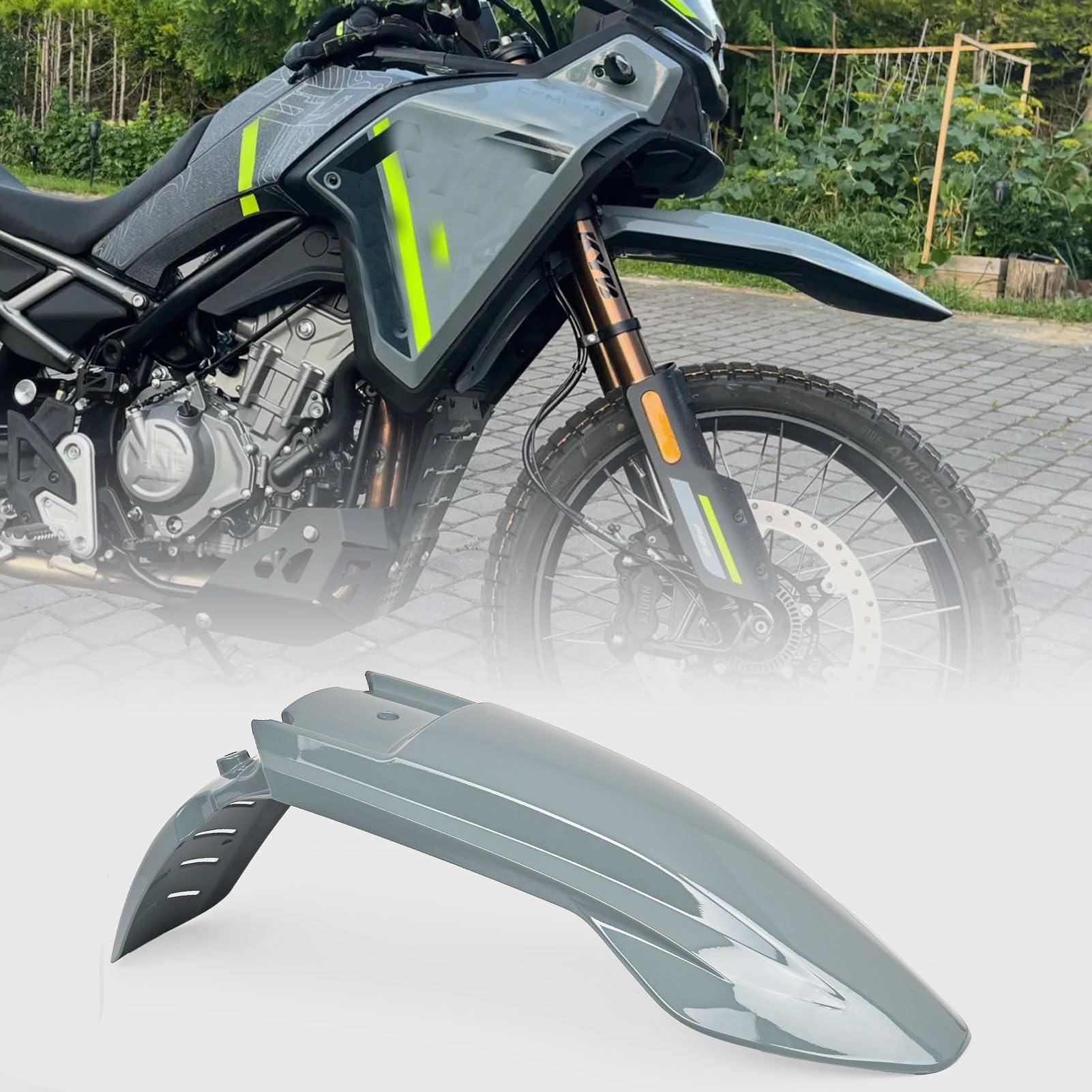 WOOGA Motorrad Kotflügel Vorne Abdeckung Kotflügel Spritzschutz Schutz passend für CF&Moto 450MT 450 MT 450-MT 2024 2025 2026 (Grau)