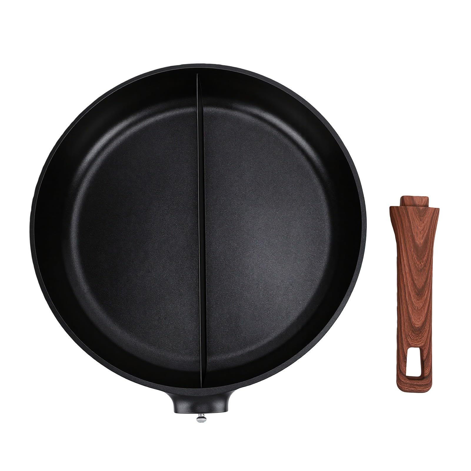 Zerodis Poêle Antiadhésive 47 X 28 Cm Fond Induction Manche Bois (Deux