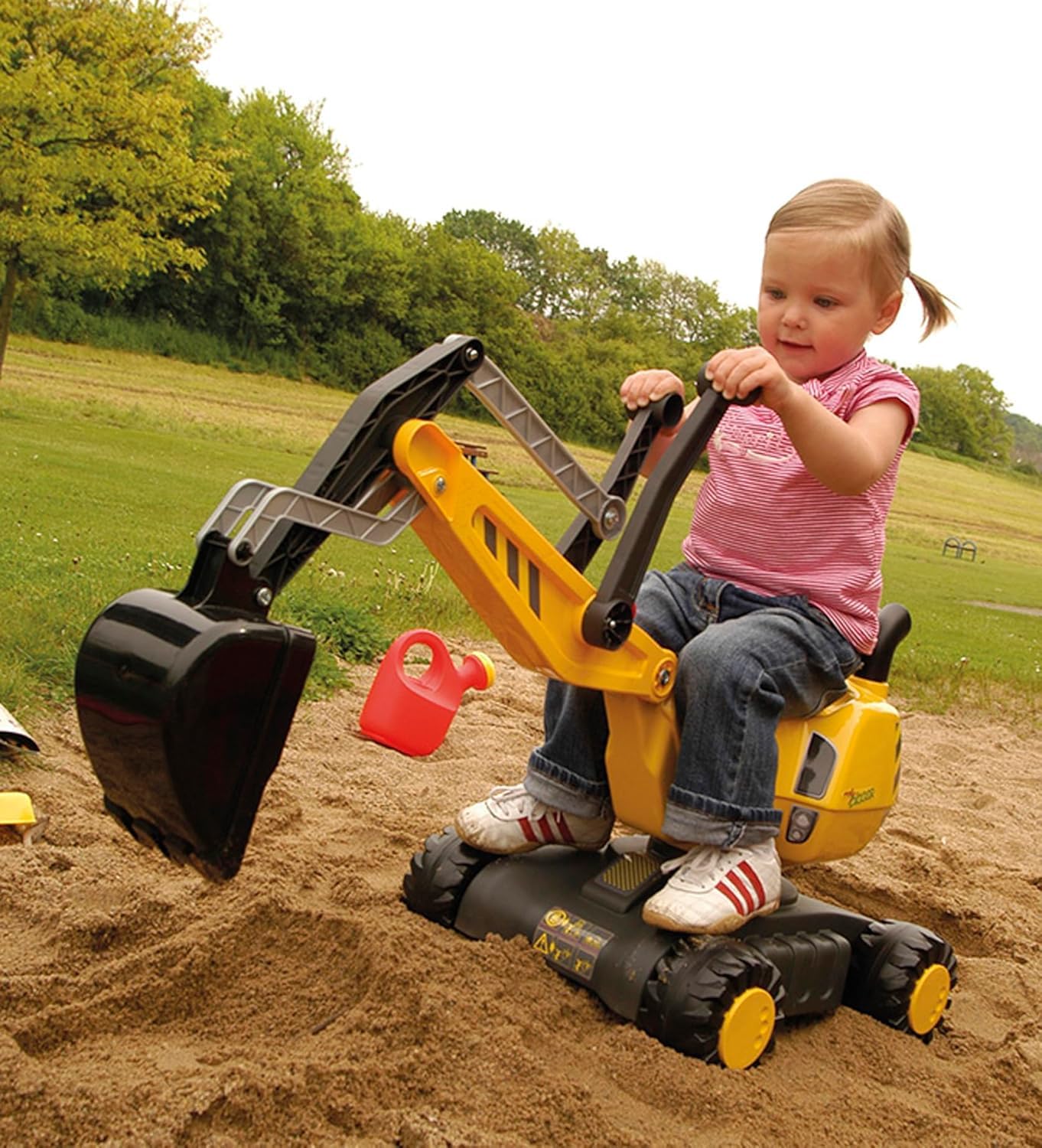 Rolly Toys Baustellenset mit rollyDigger und Sicherheits-Zubehör (Set mit Bagger, 3 Leitbaken, 4 Pylonen & Blinklicht, drehbar, ab 3 Jahren) 421220