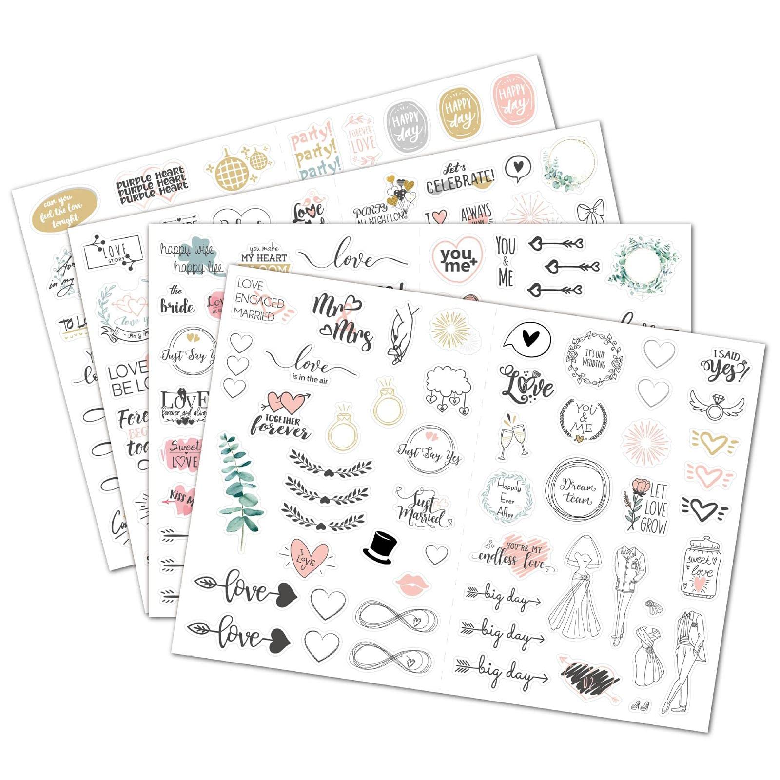 10 zestawów 8 arkuszy naklejek do planowania ślubu/zaręczyn, samoprzylepnych do scrapbookingu