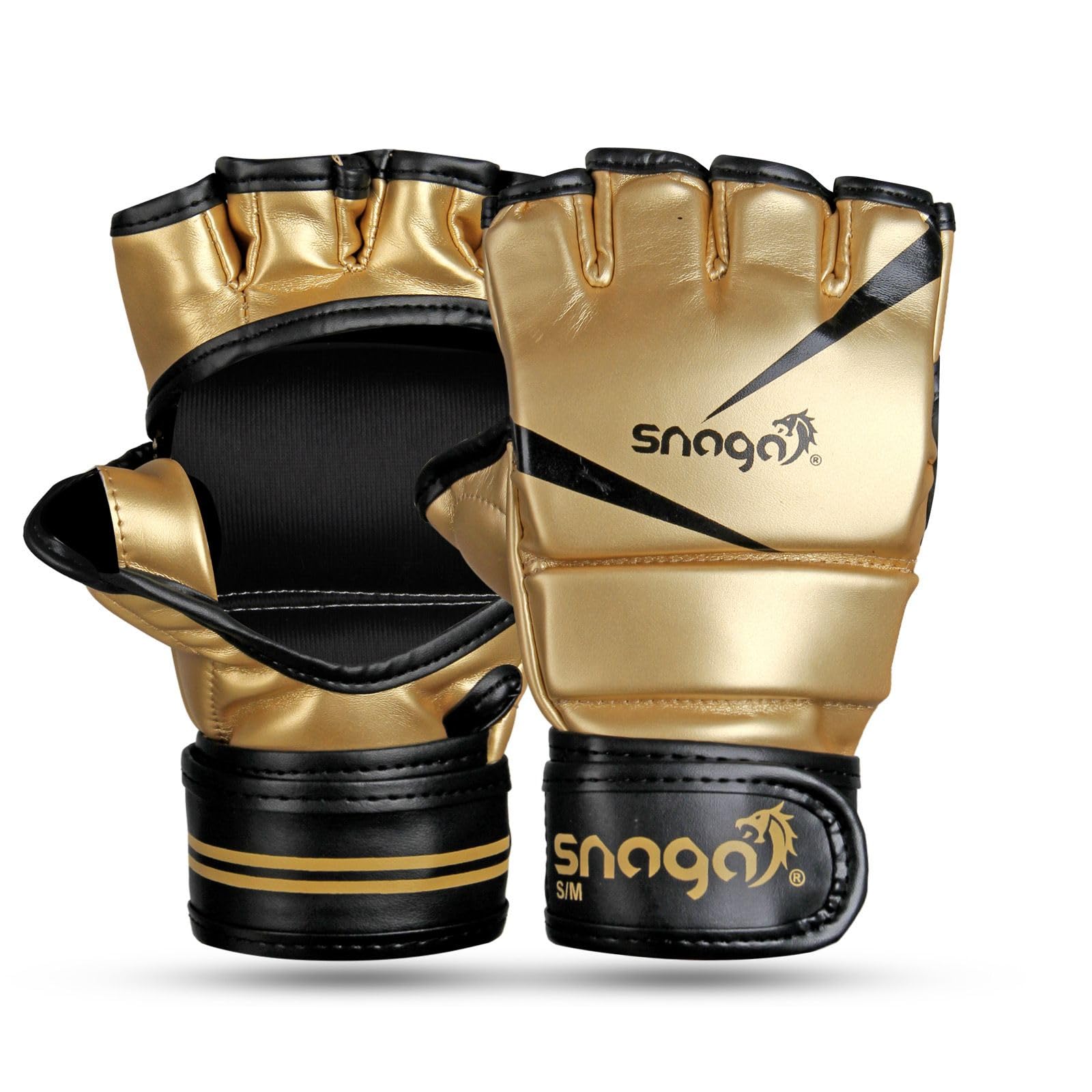 Martial Arts Training Gloves - MMA Gloves with Thick Padding and Adjustable Wristband for Protection and Comfort | All in One for Kickboxing, MMA, Boxing, Street Fight. (Golden, S)-picture-20