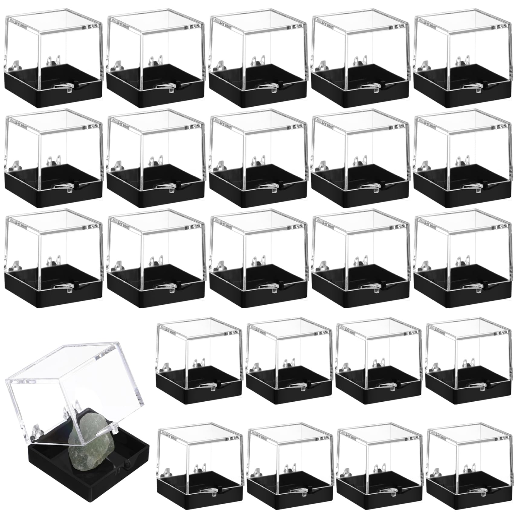 Cajas cuadradas de plástico transparente mini de 1.4'' para rocas y joyas
