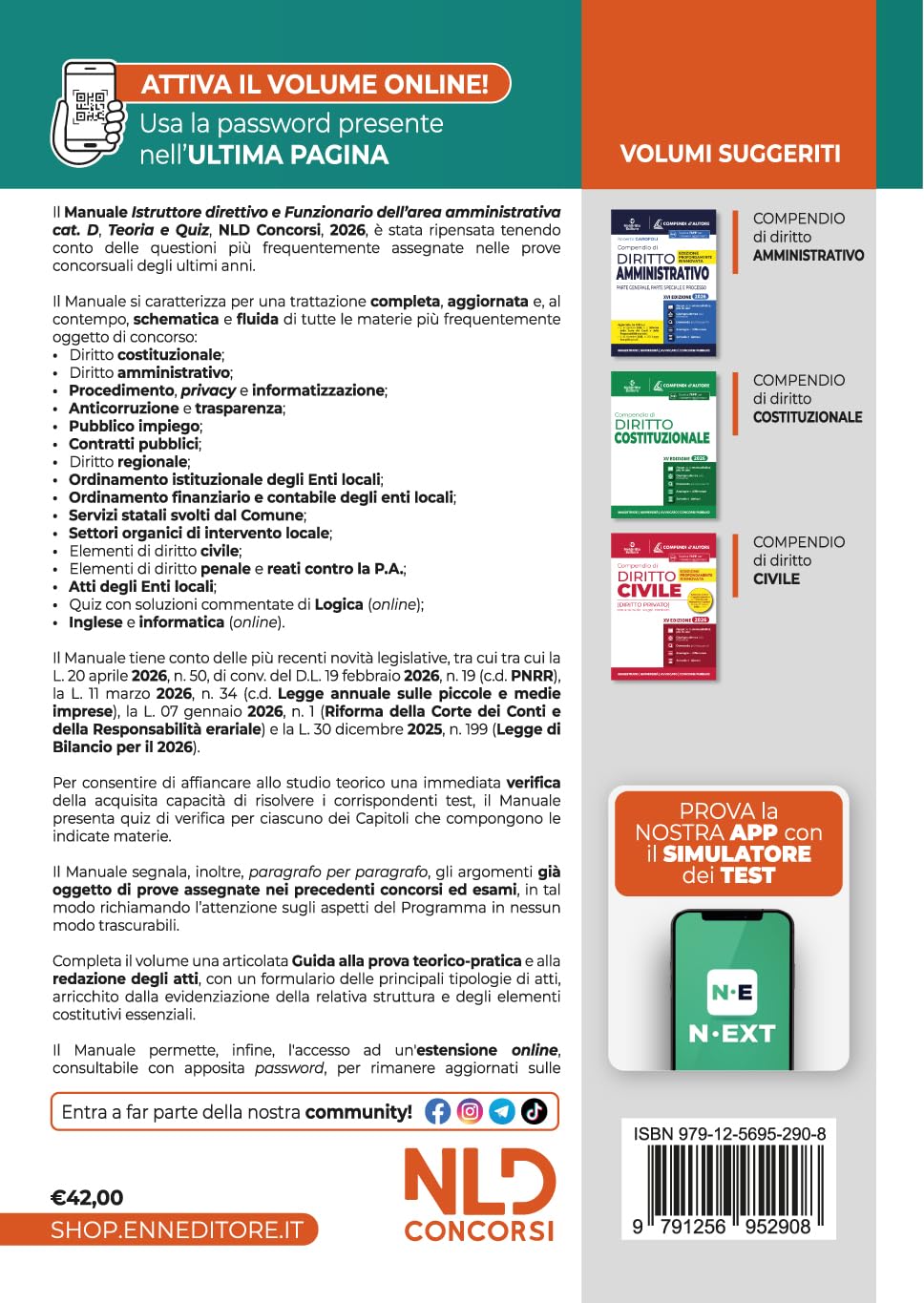 Istruttore direttivo e funzionario amministrativo cat. D. Manuale con teoria e quiz per concorsi negli enti locali 2026. Con software di simulazione