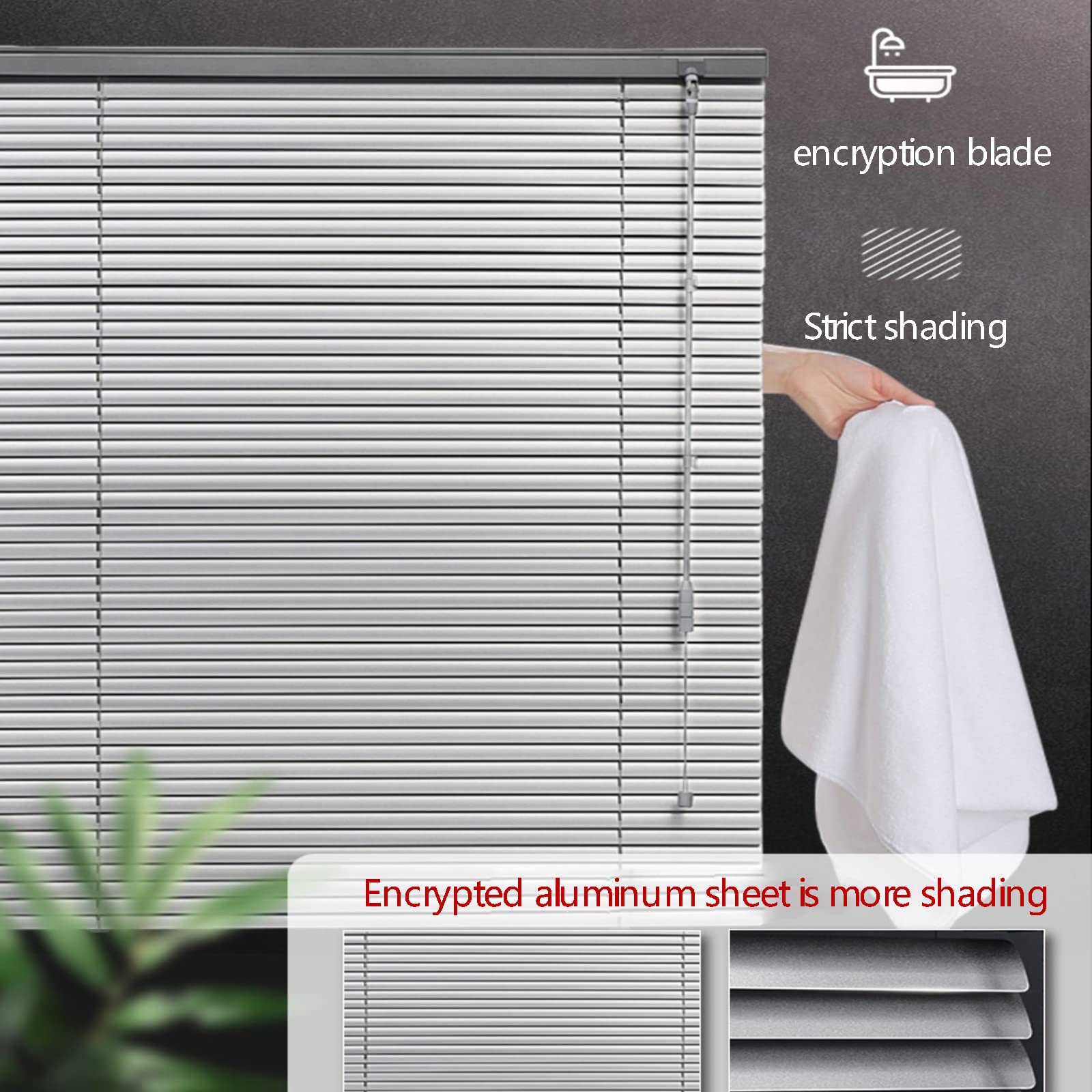 Aluminiowe żaluzje weneckie, wodoodporna aluminiowa roleta wenecka z okuciami, montaż ścienny i sufitowy, do ochrony prywatności, światła i odblasków, szer. 80 x wys. 120 cm