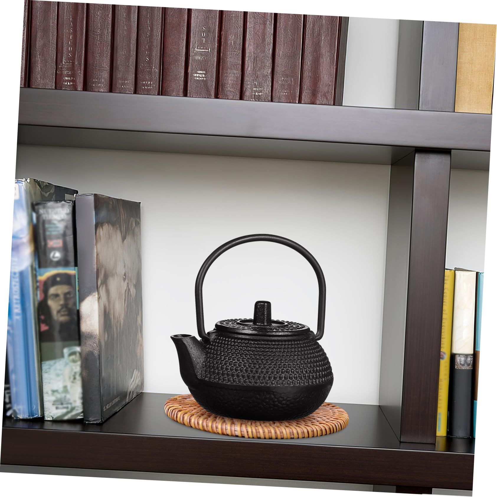 Juego de té de tetera de hierro fundido de 7 piezas, adorno de bandeja de té, tetera pequeña de hierro fundido, cerámica retro, regalo de inauguración de la casa, decoración del coche, tetera de hi