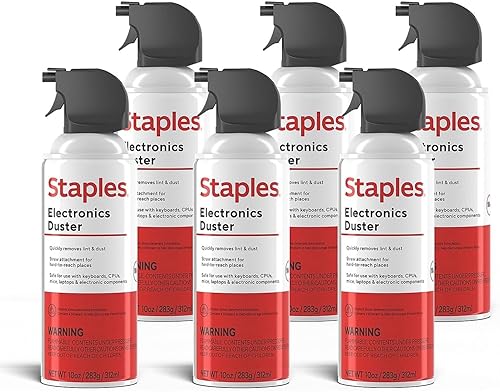 Staples Plumeros de aire electrónicos, latas de aire comprimido enlatadas (paquete de 6)