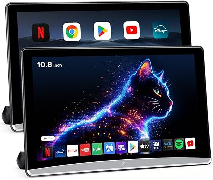 10.8" Android 13 Backseat Headrest Touch Monitor 5G WiFi Video Player