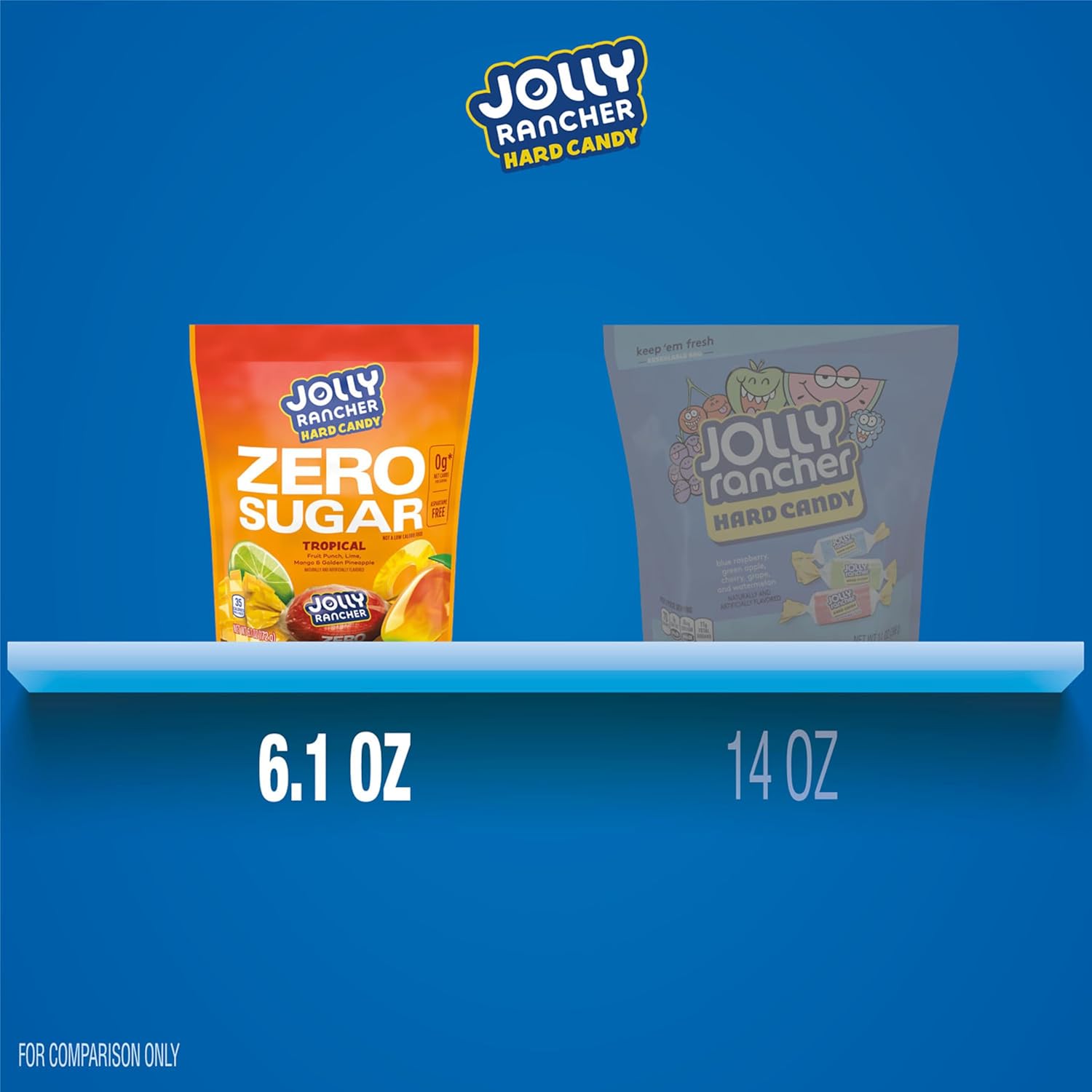 JOLLY RANCHER Zero Sugar Tropical Fruit Flavored Hard Candy Bag, 6.1 oz (Pack of 2)